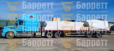 Разгрузка дробильно-сортировочного комплекса на складе ООО 